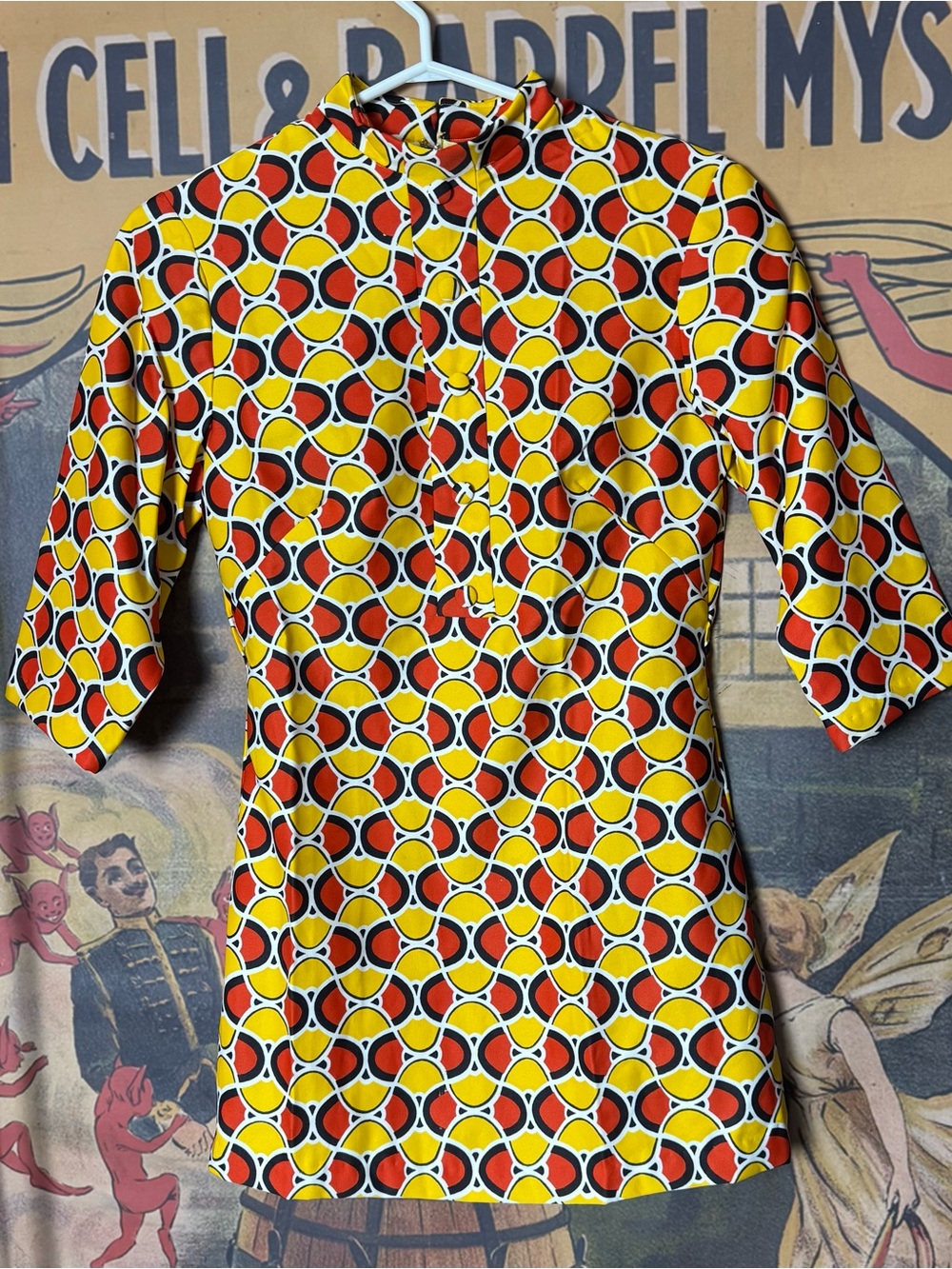 60s Geometric Honeycomb Mod Mini Dress
